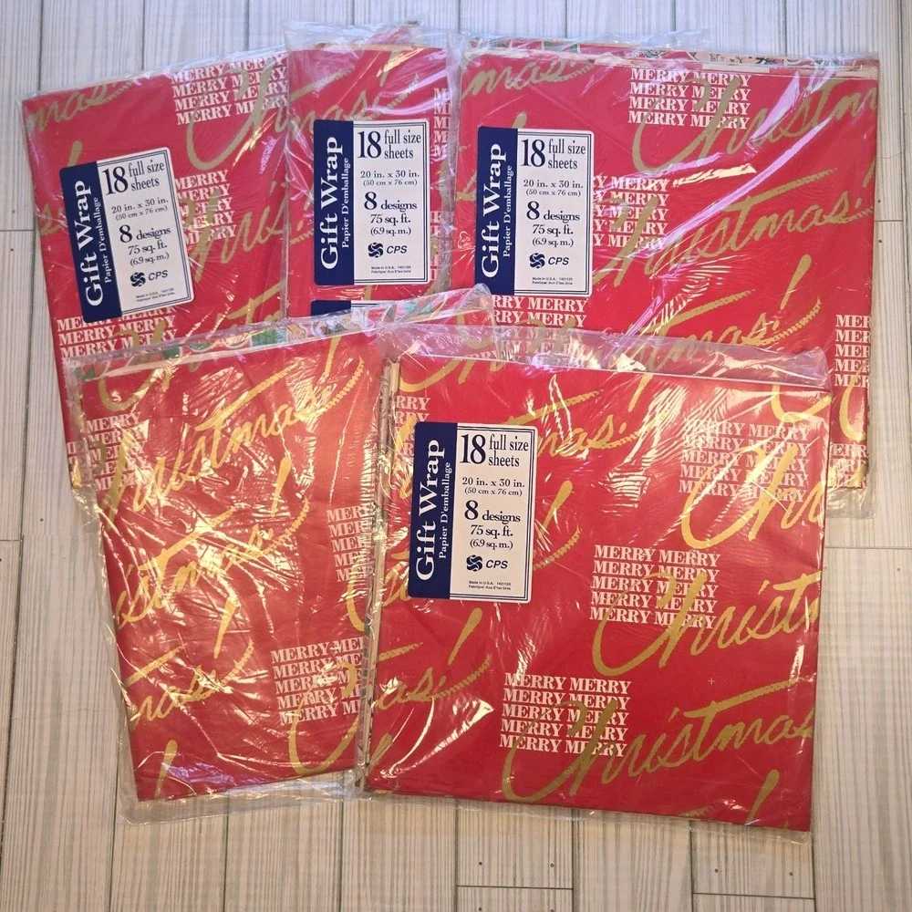 Vtg CPS Lot Christmas Gift Wrap Sheets - 18 Full Sheets In  Each - 8 Designs‎